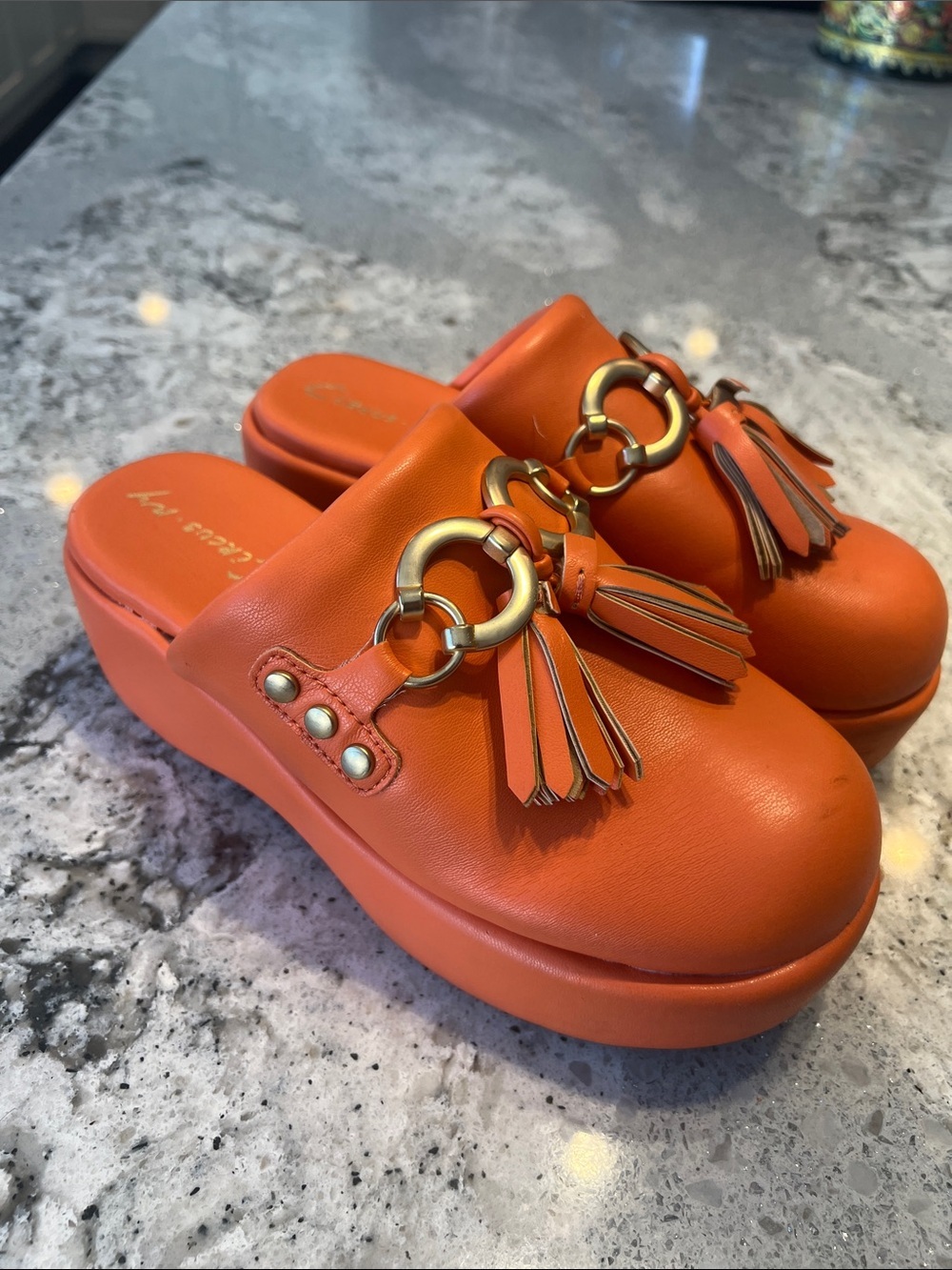 Circus NY by Sam Edelman Jinger Platform Clogs Orange Papaya Size 6